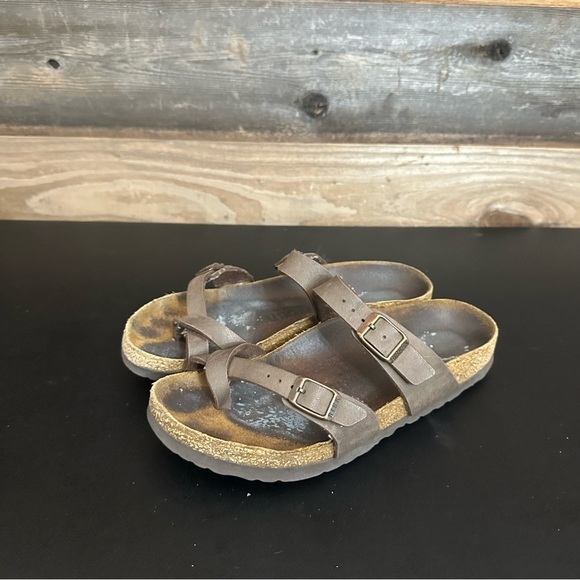 Birkenstock Womens Size 37 MAYARI  Mocha Buckle Slide Slip On Cork Bottom Sandal - Picture 1 of 9